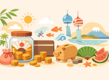 夏のボーナスと定期預金キャンペーンをイメージしたイラスト