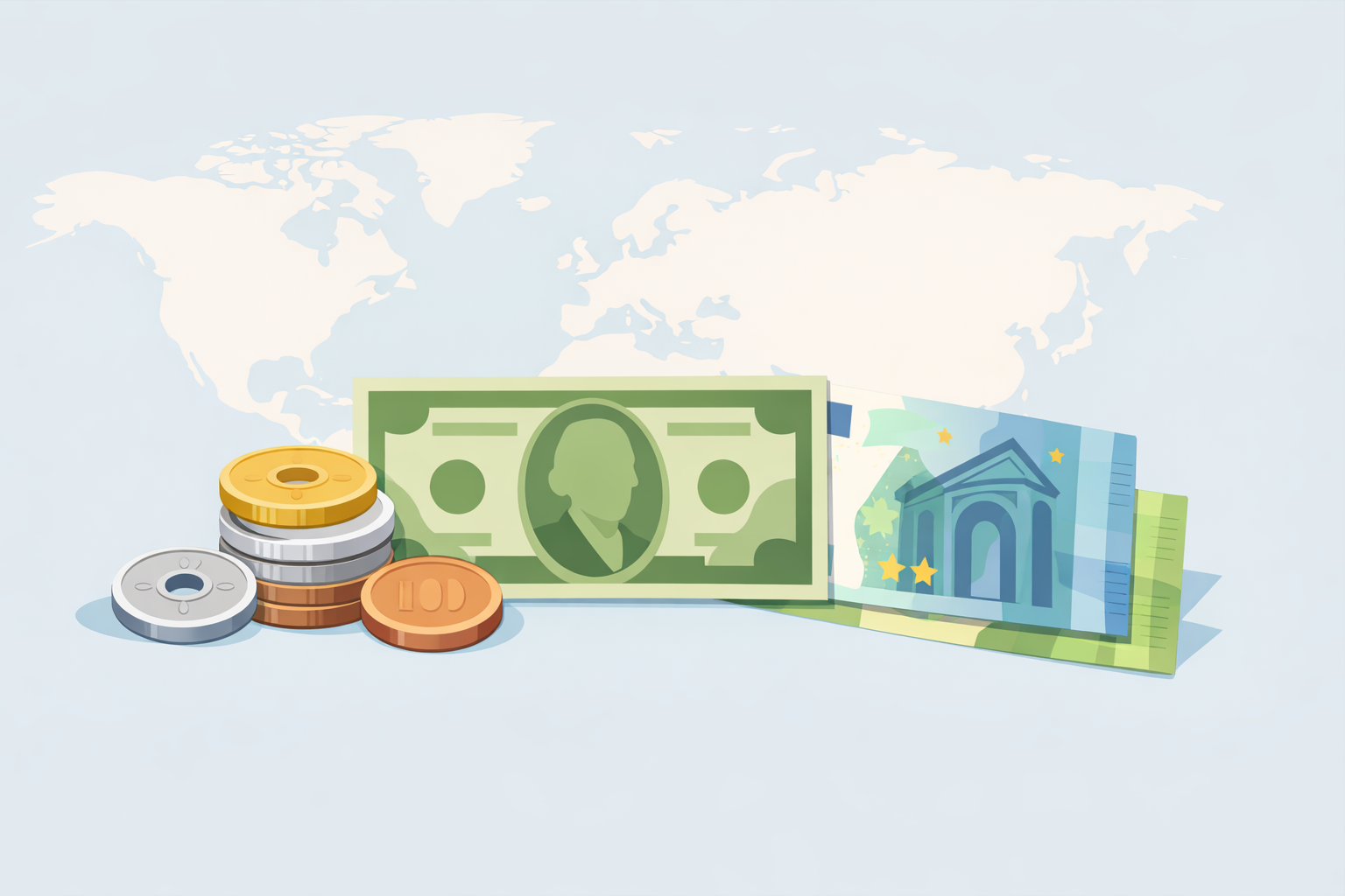 円と外貨で資産を分散するイメージ
