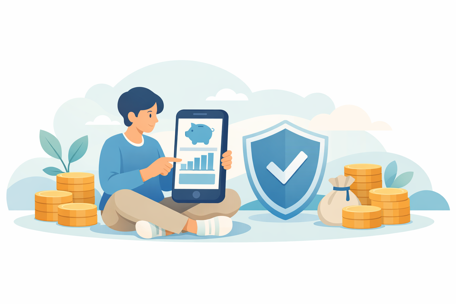 スマホで定期預金を管理するネット銀行のイメージ