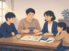 家族で相続の預金手続きについて話し合うイメージ