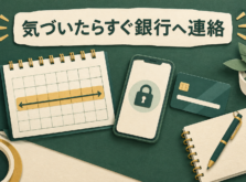 カレンダーとスマートフォン、カードが置かれた机のイメージ