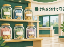 預金を複数の金融機関に分けて守るイメージ