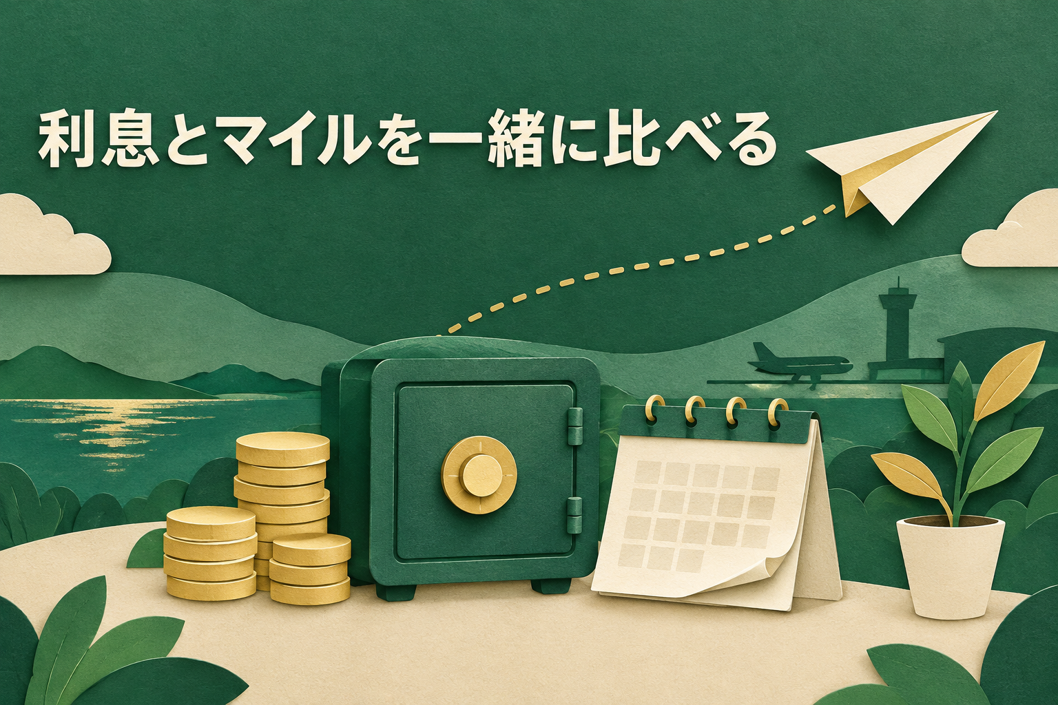 定期預金の利息とマイルの価値を比べるイメージ