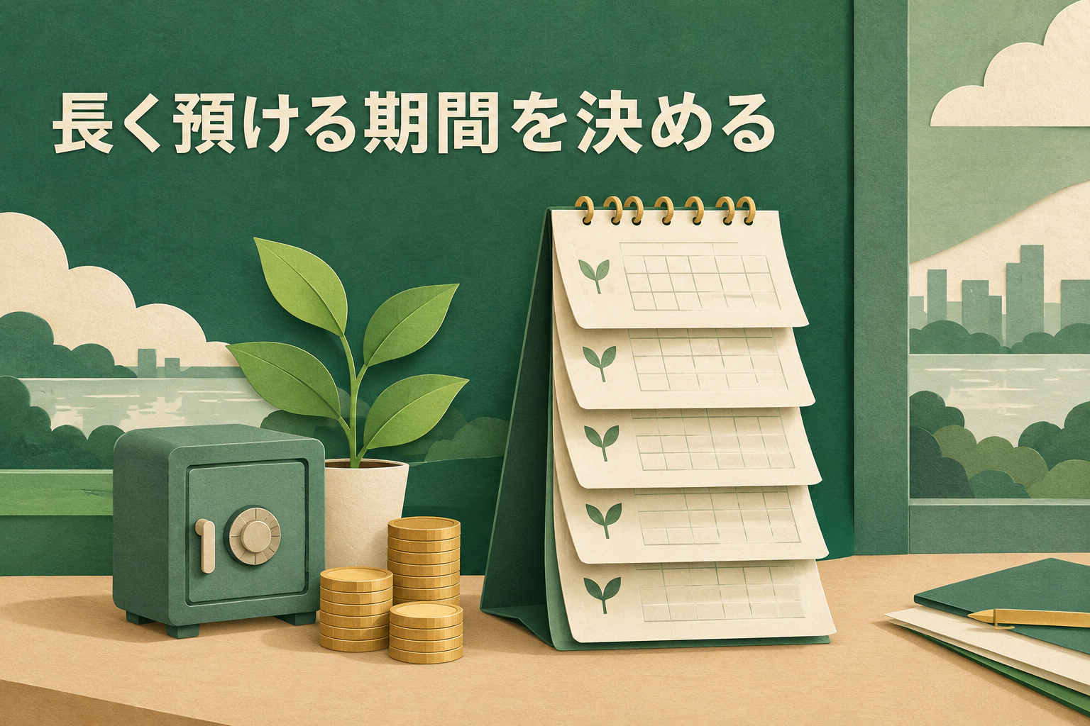 長期の円定期預金で預け入れ期間を決めるイメージ